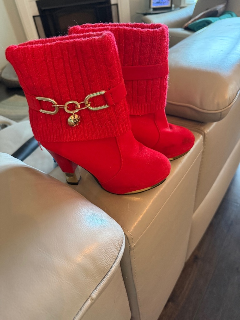 Red dressy heel boots